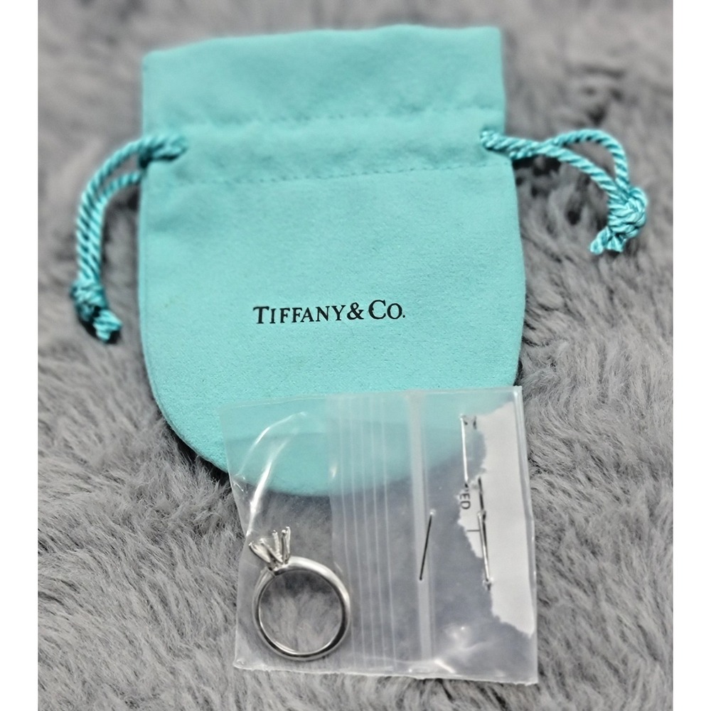 Tiffany & Co Platinum Ring Size 4.25 for Engagement or Anniversary Gift + Pouch